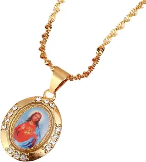 New 2025 Unisex Jesus Head Pendant Necklaces Gold Color Chain Women Christian Jewelry Crucifix Decoration Luxury With For You Accessories Trendy Creative For Women And Men