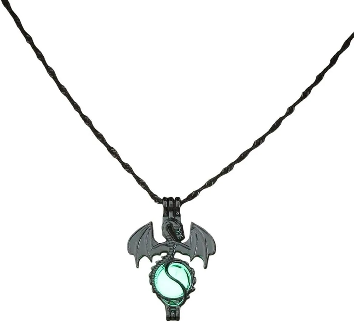 New 2025 Unisex Women Luminous Necklaces Glow In The Dark Flying Dragon Stone Cage Pendant Necklace For Ladies Fashion Jewelry Findings Accessories Trendy Creative Gift For Women And Men