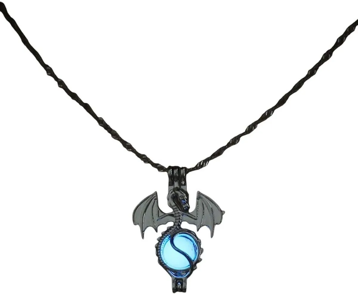 New 2025 Unisex Women Luminous Necklaces Glow In The Dark Flying Dragon Stone Cage Pendant Necklace For Ladies Fashion Jewelry Findings Accessories Trendy Creative Gift For Women And Men