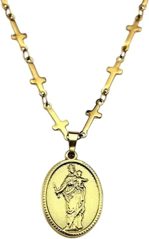 New 2025 Virgin Mary And Jesus Pendant Necklace For Women Men Stainless Steel Gold Color Christian Cross Chain Necklaces Decoration Jewelry Commemorative With You Accessories Trendy Best For Gift
