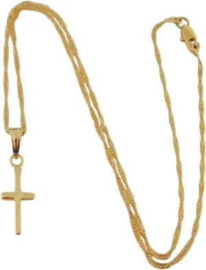 New 2025 Yellow Gold Color 45Cm Water Wave Necklace Plain Surface Jesus Cross God Pendant Decoration Jewelry Commemorative With For You Accessories Trendy Creative Best For Gift