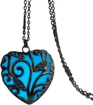 New 2026 4 Colors Luminous Love Heart Necklaces Hollow Glow In The Dark Tone Pendant Silver Color Chains For Women Fashion Jewelry Gift Trendy Accessories Creative For Women And Men