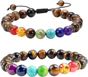 New 2026 7 Beads Natural Lava Tiger Eye Stone Bracelet For Women Men Balance Bracelets Jewelry Prayer Adjustable Decoration Luxury With You Accessories Trendy Best Gift