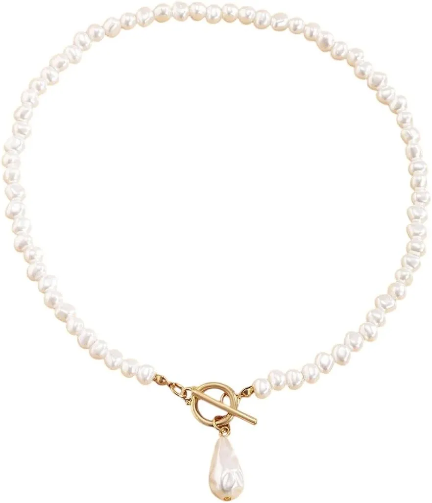 New 2026 Bohemian Teardrop-Shaped Imitation Pearls Pendant Necklace For Women Hip Hop Beaded Chain Choker Jewelry Gifts Decoration Luxury Accessories Trendy Best Gift