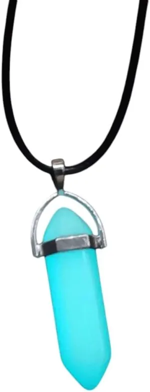 New 2026 Dark Luminous Stone Fluorescent Hexagonal Column Necklace Natural Crystal Glowing In Pendant Leather Fashion Jewelry Gift Trendy Accessories Creative