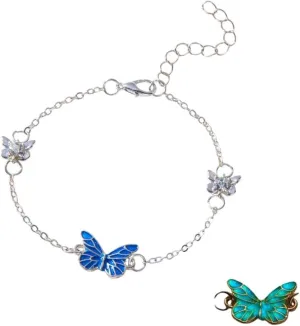 New 2026 Gift Fashion Blue Luminous Butterfly Necklace Bracelet Set For Women Glow In The Dark Clavicle Chain Choker Hers Party Jewelry Trendy Accessories Creative