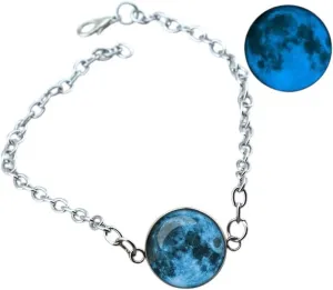 New 2026 Glow In The Dark Charms Bracelet Glass Cabochon Gray Moon Luminous Bracelets Jewelry For Women Her Gift Fashion Trendy Accessories Creative
