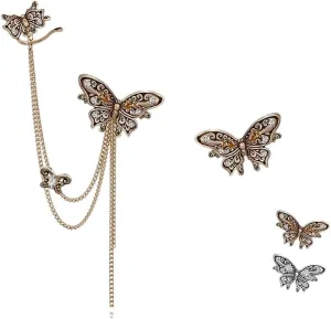 New 2026 Original Design Vintage Temperament Asymmetrical Butterfly Earcuff Earrings For Women Her Fashion Jewelry Trendy Accessories Creative Gift