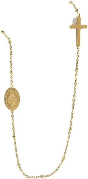 New 2026 Unisex 316Lstainless Steel Virgin Mary Shape Pendant Jesus Cross Ball Necklaces Collarbone Chain Gold Plated Irregular For Women Decoration Jewelry Luxury Trendy For Women And Men
