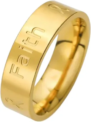 New 2026 Unisex Faith Love Hope Ribbon Ring For Men And Women Stainless Steel Couple Rings Trendy Jewelry Valentine Gift Fashion Luxury Accessories Creative For Women And Men