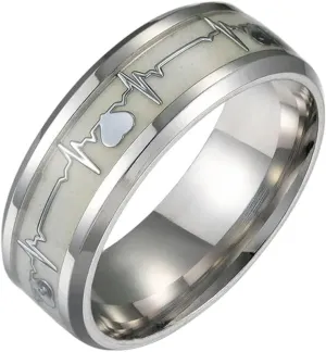 New 2026 Unisex Fashion Stainless Steel Luminous Finger Ring for Women and Men Glowing in Dark Heart Couple Wedding Bands Jewelry Gift Accessories Luxury Creative for Women and Men