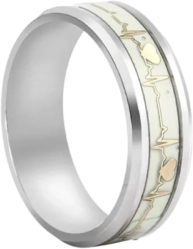 New 2026 Unisex Fashion Stainless Steel Luminous Finger Ring for Women and Men Glowing in Dark Heart Couple Wedding Bands Jewelry Gift Accessories Luxury Creative for Women and Men