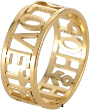 New 2026 Unisex Love Faith Hope Heart Ring For Women And Men Hers Stainless Steel Gold Color Fashion Rings Birthday Wedding Jewelry Gifts 2025 Luxury Accessories Creative Gift For Women And Men