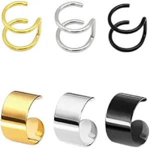 New 2026 Unisex Stainles Stell 1 Piece Punk Man/Women Stainless Steel Ear Clip Earring Cuff Wrap Earrings No Piercing-On Cartilage Jewelry Fashion Trendy Accessories Creative Gift For Women And Men