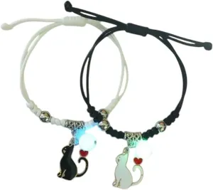 New 2026 Unisex Stainles Stell Glow In The Dark Star Butterfly Couples Bracelet For Lover Heart Pendant Adjustable Friendship Love Jewelry Gift Fashion Trendy Accessories Creative For Women And Men