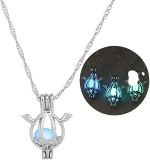 New 2026 Unisex Stainles Stell Lucky Glow In The Dark Necklaces Hollow Luminous Water Drop Shaped Cage Pendant For Women Fashion Jewelry Trendy Accessories Creative Gift For Women And Men