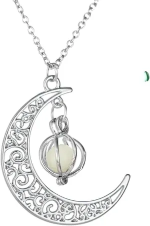 New 2026 Unisex Stainles Stell Luxury Glow In The Dark Necklaces Luminous Moon And Pendant For Women Fashion Jewelry Accessories Trendy Creative Gift For Women And Men