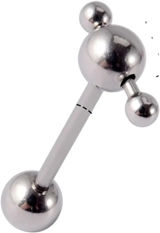 New For Trendy 2025 1Pc Stainless Steel Tongue Rings Removable Ball Tongue Barbell 16Mm Slave Ring Piercing Barbell Forbidden Piercing Body Jewelry Fashion Accessories Creative Gift