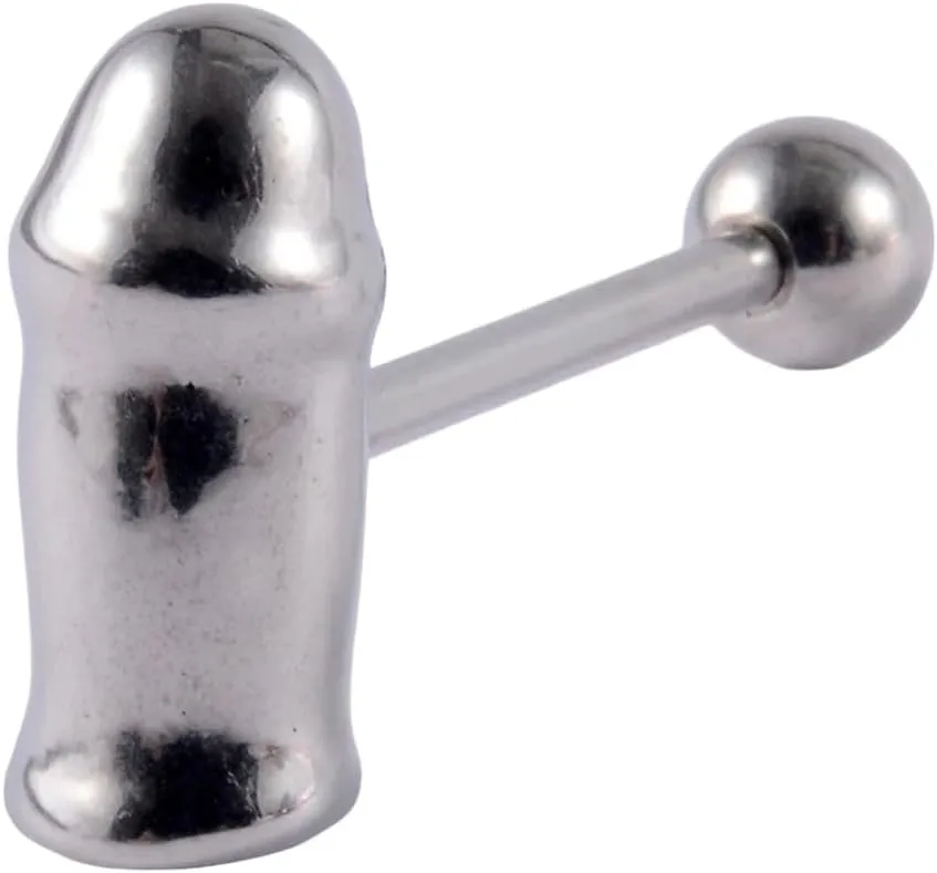 New For Trendy 2025 1Pc-Surgical Steel Tongue Rings For Women Silver Color&Gold Heart Shape Tongue Barbells Piercing Body Jewelry 14G Jewelry Fashion Accessories Creative Gift
