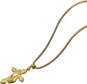 New For Trendy 2025 Stainless Steel Gold Plated Men Religious Christ Prayer Cross Jesus Pendant Necklace Jewelry Gift Jewelry Fashion Accessories Creative Gift