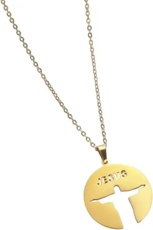 New for Trendy 2025 Stainless Steel Necklace Jesus Silhouette Cut-Out Text Jesus Pendant Necklace for Women Men Jewelry Gift Charms Protection Jewelry Fashion Accessories Creative Gift