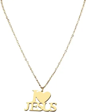 New For Trendy 2025 Stainless Steel Necklaces Letters I Love Jesus Pendant Chain Choker Charm Fashion Necklace For Women Jewelry Party Friends Gifts Jewelry Fashion Accessories Creative Gift