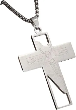New For Trendy 2025 Titanium Steel Christian Jesus Cross Pendant Necklace Retro Catholic Faith Prayer Jewelry For Men And Women Jewelry Fashion Accessories Creative Gift