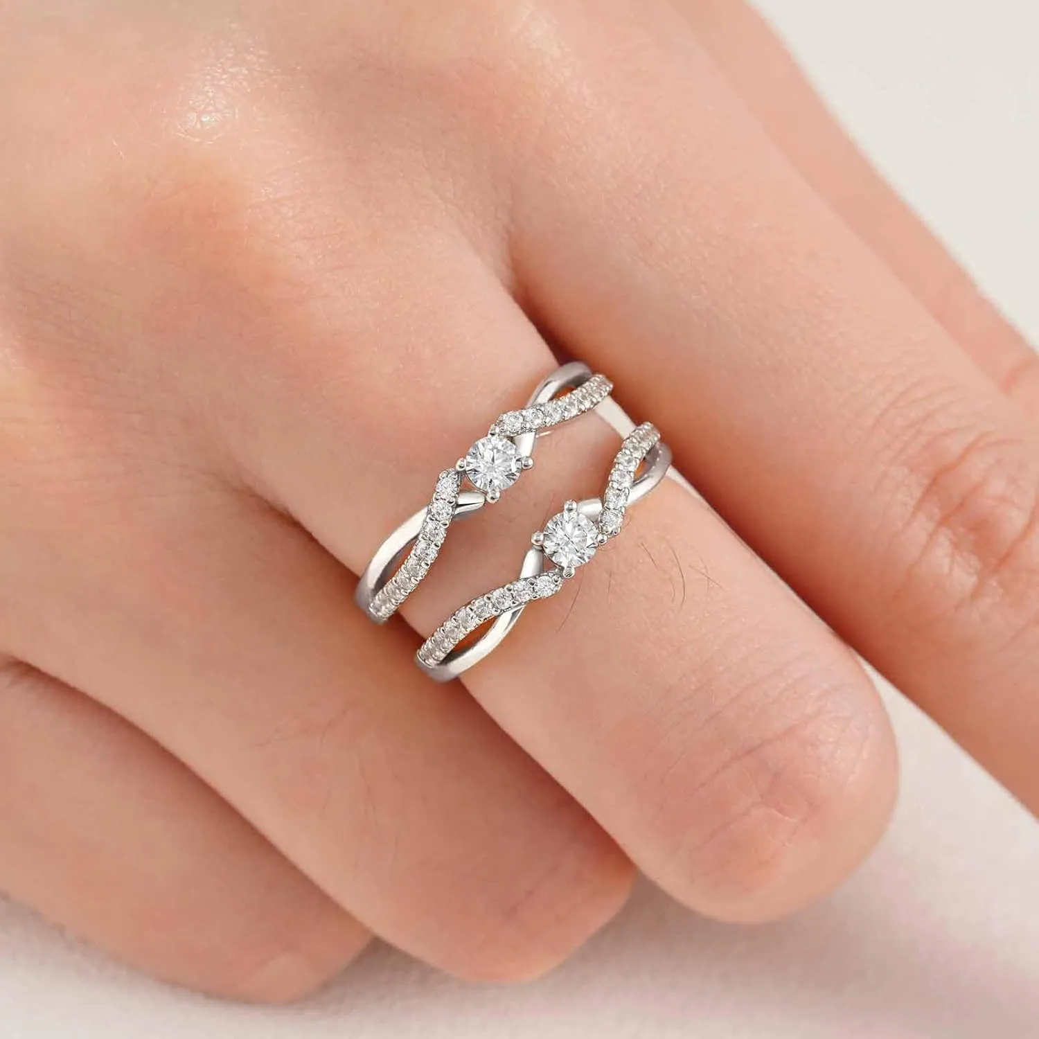 Newshe Jewellery AAAAA Cz Ring Enhancer for Engagement Rings 925 Sterling Silver Wedding Band for Women 18K Yellow Gold Size 5-10