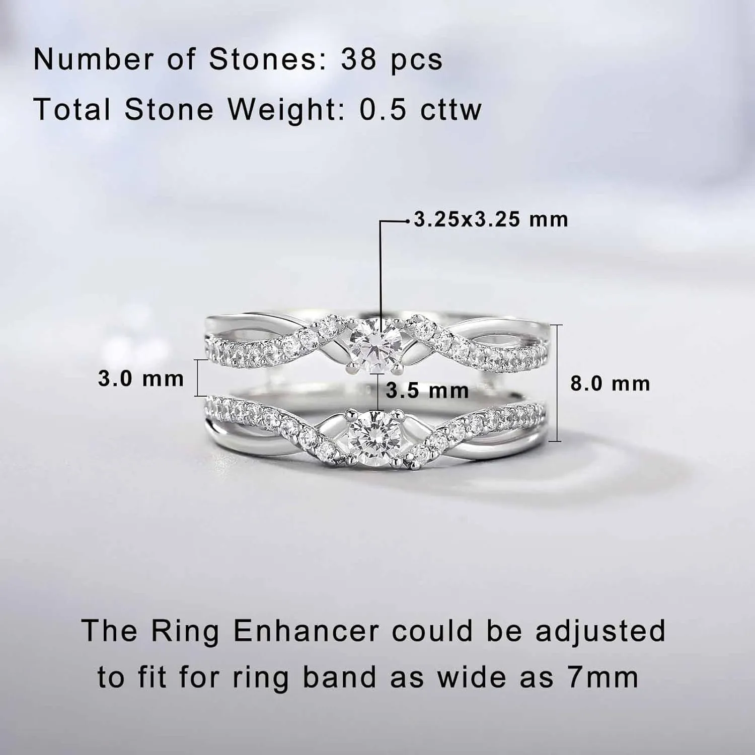 Newshe Jewellery AAAAA Cz Ring Enhancer for Engagement Rings 925 Sterling Silver Wedding Band for Women 18K Yellow Gold Size 5-10