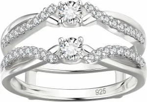 Newshe Jewellery AAAAA Cz Ring Enhancer for Engagement Rings 925 Sterling Silver Wedding Band for Women 18K Yellow Gold Size 5-10
