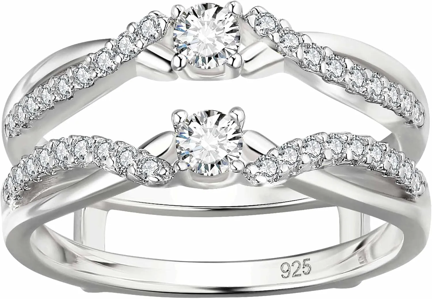 Newshe Jewellery AAAAA Cz Ring Enhancer for Engagement Rings 925 Sterling Silver Wedding Band for Women 18K Yellow Gold Size 5-10