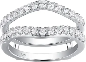 Newshe Jewellery Moissanite Wedding Band for Women Ring Enhancer for Engagement Rings 925 Sterling Silver Rings Size 5-10