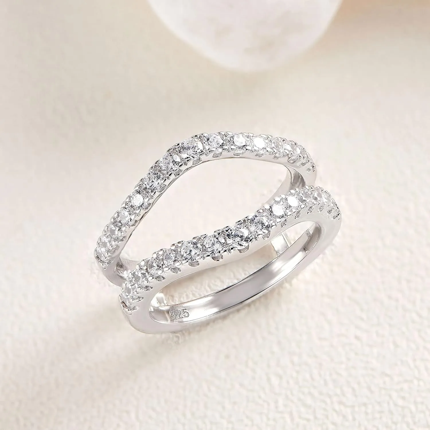 Newshe Jewellery Moissanite Wedding Band for Women Ring Enhancer for Engagement Rings 925 Sterling Silver Rings Size 5-10
