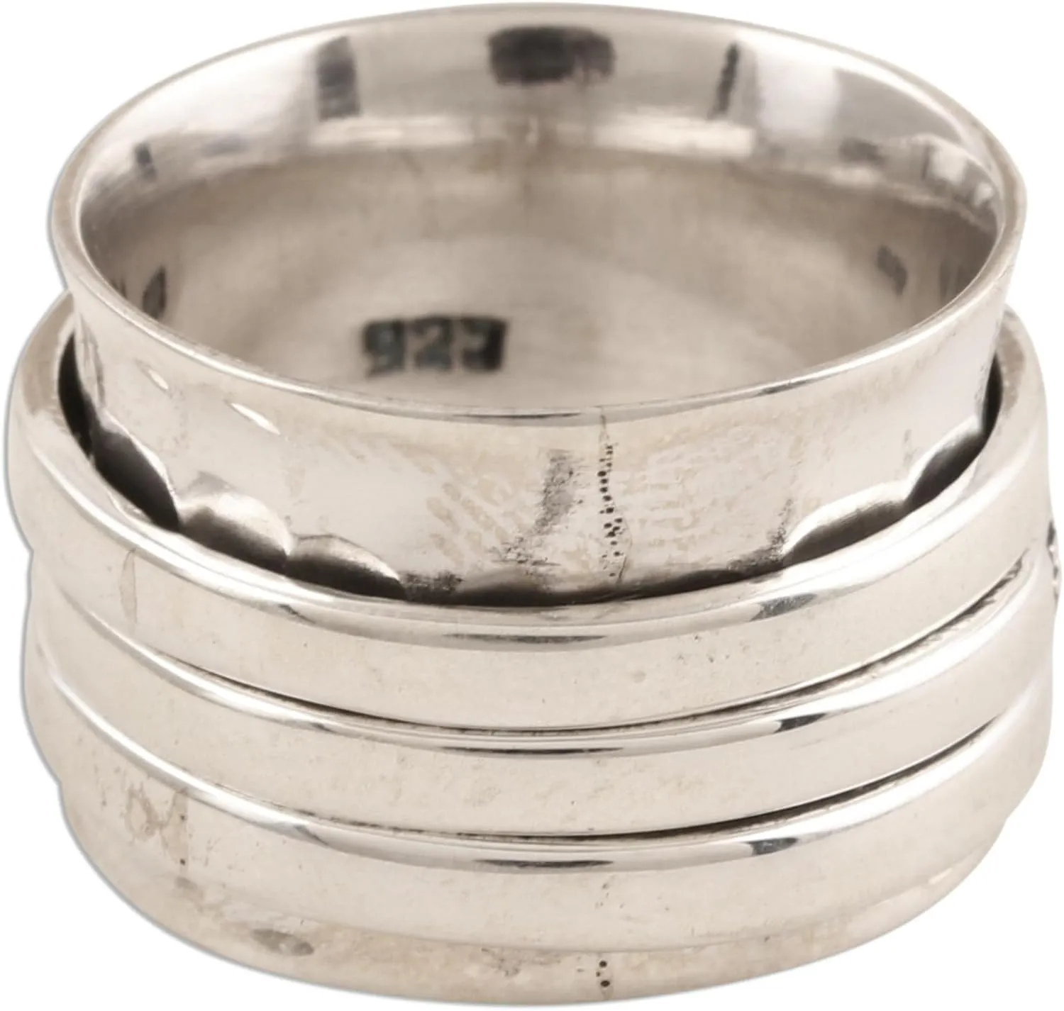 NOVICA Artisan Handmade .925 Sterling Silver Meditation Spinner Ring Love Faith Hope Brass India Spiritual Religious Christian Inspirational 'Spiritual Gifts'