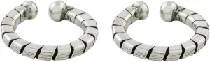 NOVICA Artisan Handmade Sterling Silver Ear Cuffs Crafted Thai Earrings Pair No Stone Thailand [0.5 in Diam. 0.1 in W] ' Modern Link' Pair