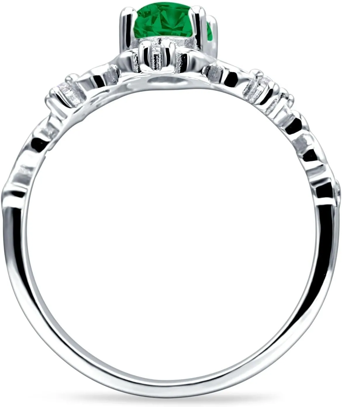 OMRANII Art Deco Marquise Shaped Floral Designer Vintage Style Cubic Zirconia Wedding Engagement Ring Solid 925 Sterling Silver