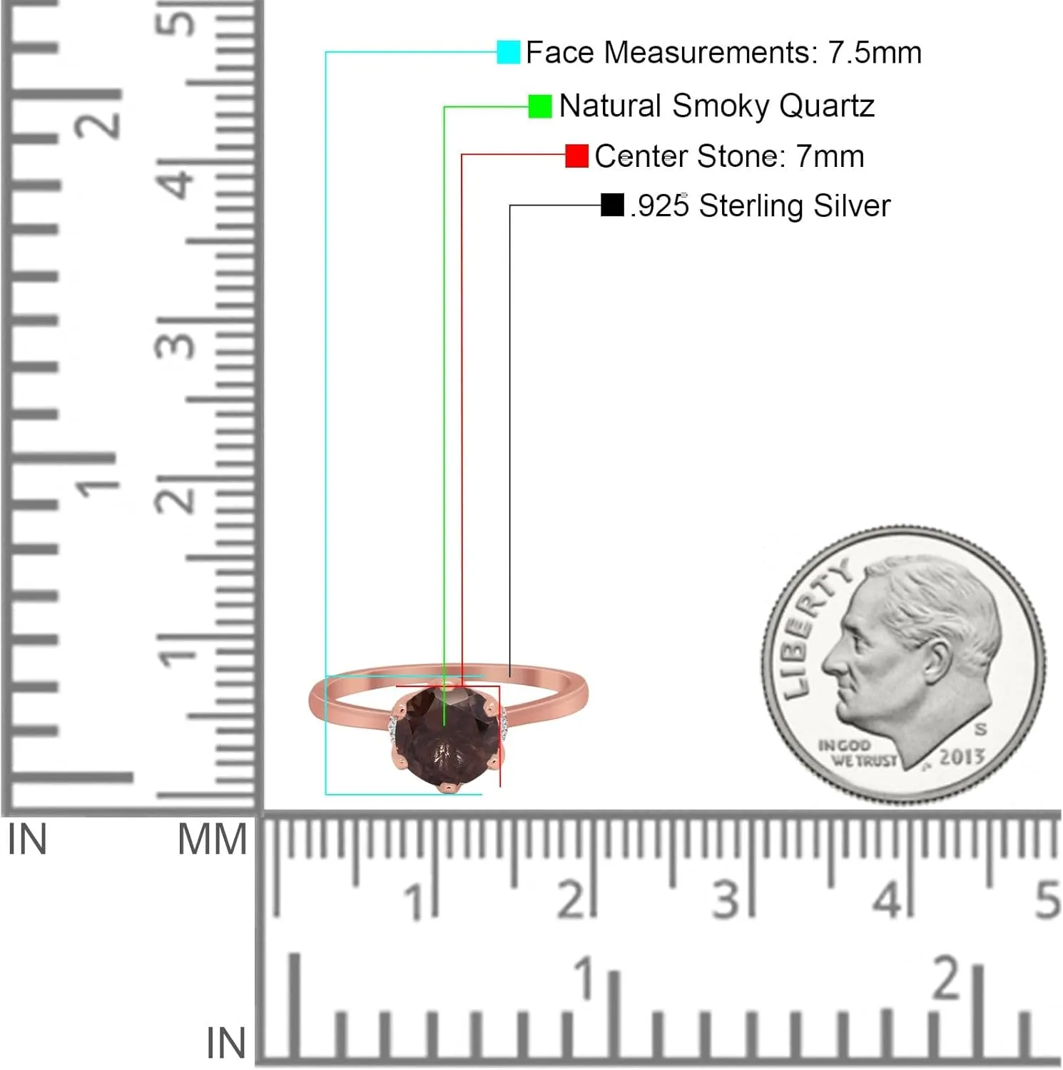 OMRANII Art Deco Round Natural Chocolate Smoky Quartz Vintage Style Hidden Halo CZ Wedding Engagement Rings For Women 925 Sterling Silver Gifts For Her