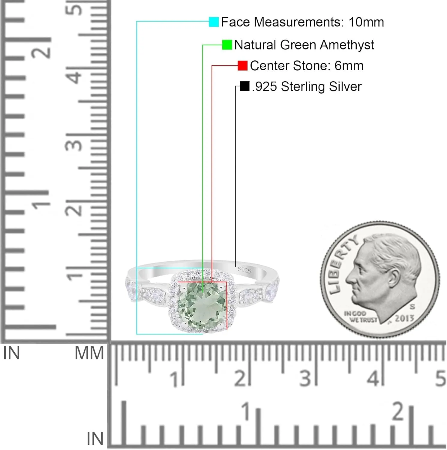 OMRANII Art Deco Round Natural Green Amethyst Prasiolite Vintage Style Cushion Cut Halo CZ Wedding Engagement Rings For Women 925 Sterling Silver Gifts For Her