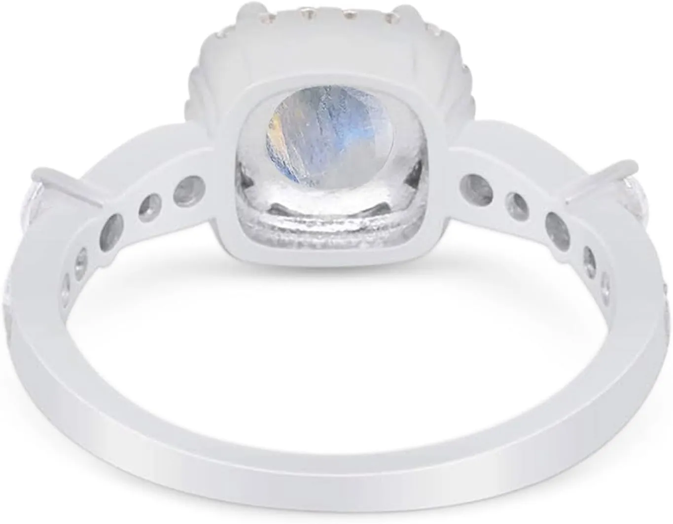 OMRANII Art Deco Round Natural Moonstone Vintage Style Cushion Cut Halo CZ Wedding Engagement Rings For Women 925 Sterling Silver Gifts For Her