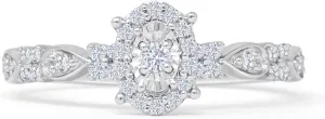 OMRANII Sparkling Oval Shaped Halo Two Tone Pear Vintage Style Round Natural Diamond Bridal Wedding Engagement Ring Solid 14K Gold