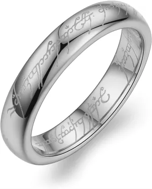 One Ring Wedding Band for Men by Ginger Lyne | Gold Tungsten Carbide Wedding Band for Women or Couples | 6mm Heavy Comfort Fit One Ring of Power Lords and Ladies Fantasy Bridal Jewelry for Him or Her
