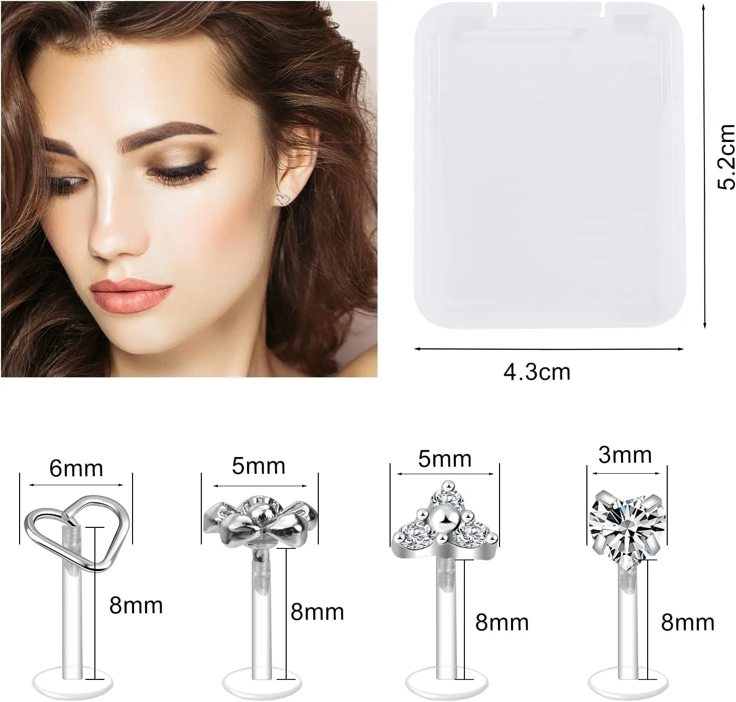 ONESING 12-25 Pcs 16G Tragus Earrings for Women Men Cartilage Earrings Labret Stud Tragus Piercing Jewelry