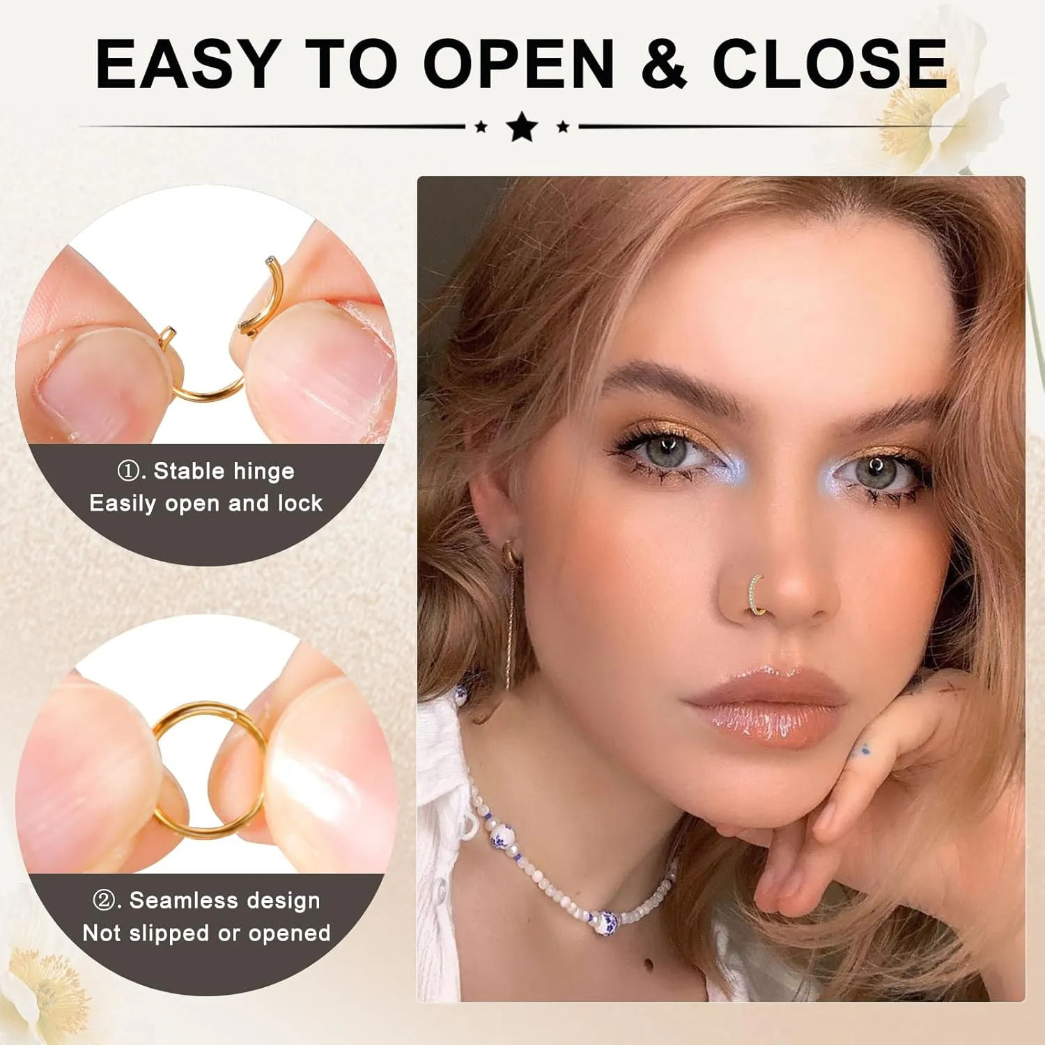 ONESING 5Pcs Nose Rings for Women, 20G Nose Rings Studs and 18G Nose Hoops Hypoallergenic Stainless Steel Nose Piercings Jewelry Silver Nose Jewelry Septum Helix Cartilage Lip Body Piercings for Women Men