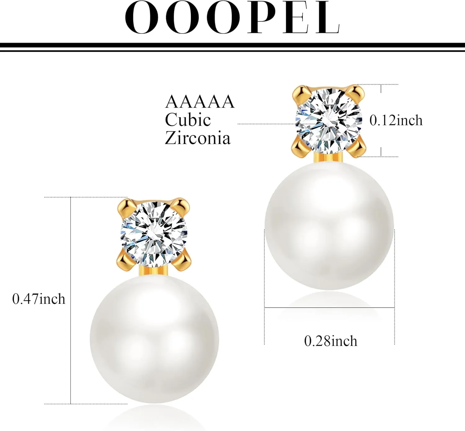 OOOPEL Pearl Earrings for Women Freshwater Pearl Dangle Earrings Sterling Silver Elegant Pearl Stud 14K Gold Plated Handpicked Freshwater Cultured Pearl Earrings Wedding Gifts for Women