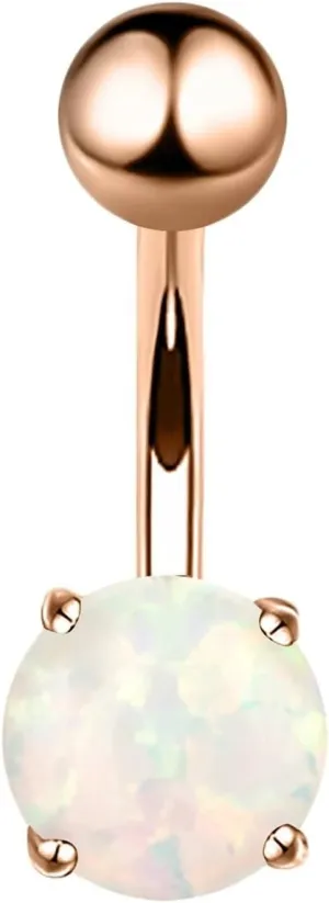 Opal Belly Button Rings, Belly Button Ring Non Dangle Stainless Steel Navel Piercing Body Jewelry