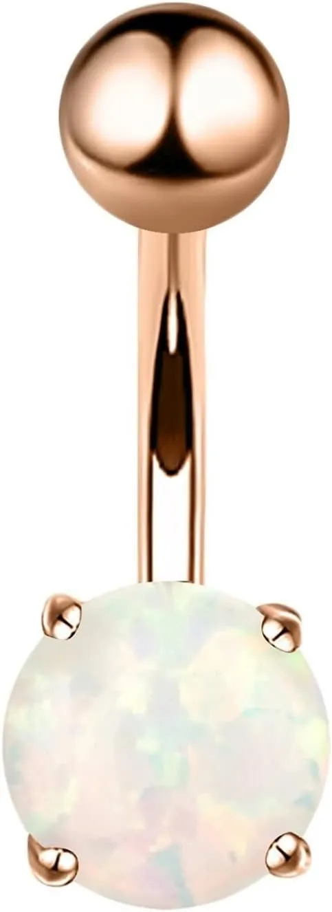 Opal Belly Button Rings, Belly Button Ring Non Dangle Stainless Steel Navel Piercing Body Jewelry