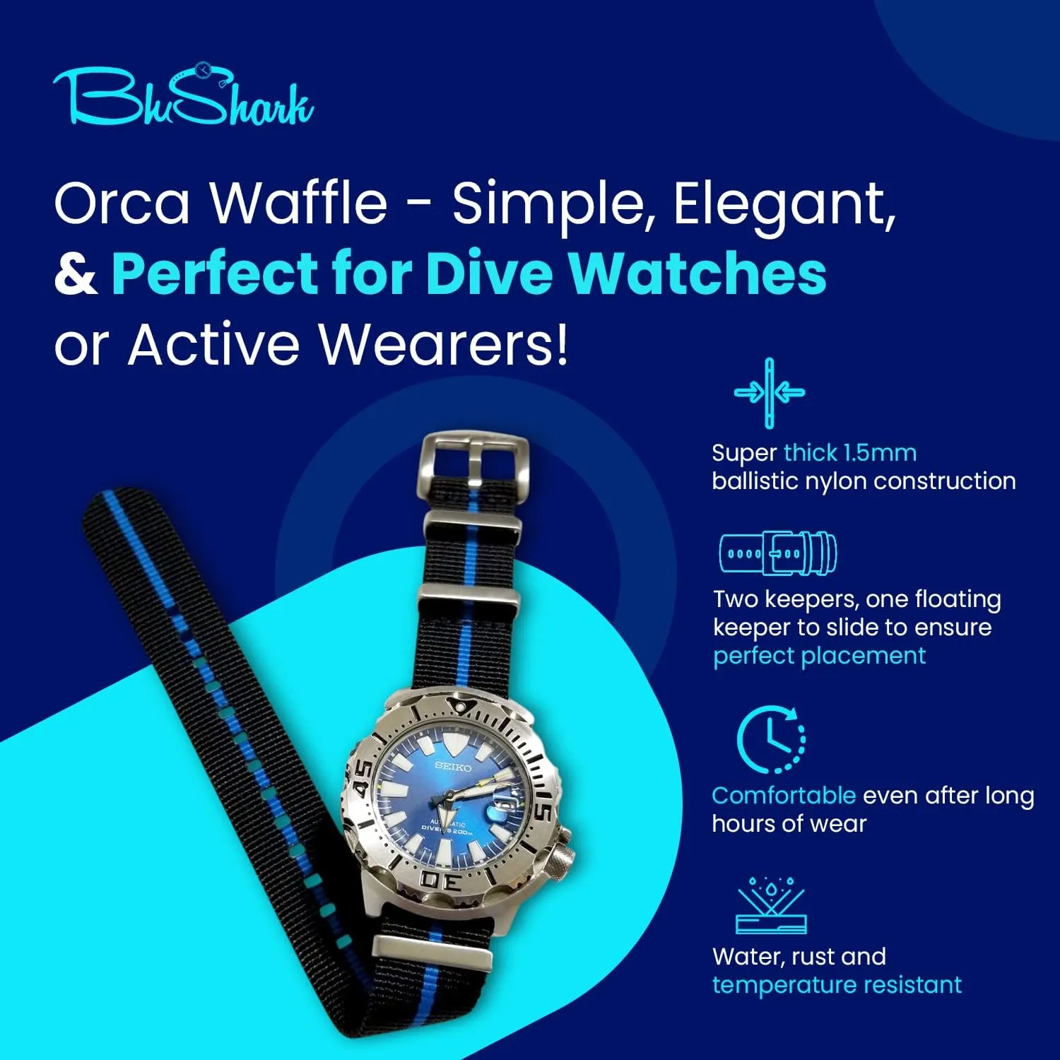 Orca Waffle Weave Nylon Watch Bands Multiple Sizes and Colors