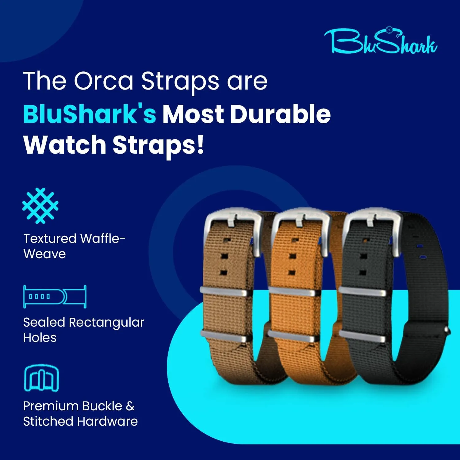 Orca Waffle Weave Nylon Watch Bands Multiple Sizes and Colors