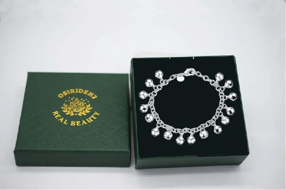 OSIRIDEH2 Bell Bracelet 925 Sterling Silver Bells Sounds Bead Chain Bracelet for Women Wedding Engagement Party Jewelry Jingling Bracelets