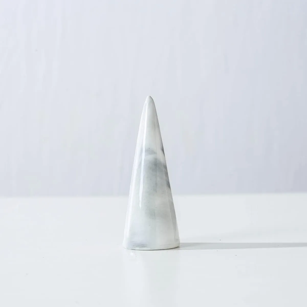 oskas Marble Ring Holder Tower Ceramic Cone Shape Modern Decorative Display Stand for Jewelry Ring/Wedding Ring 2PCS SET Grey